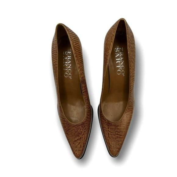 Franco Sarto brown leather upper streak snake print stiletto high heel size  6.5 - Picture 3 of 8